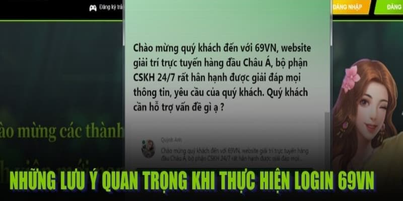 Những chú ý quan trọng bạn biết trước khi sign in vào tài khoản 69VN